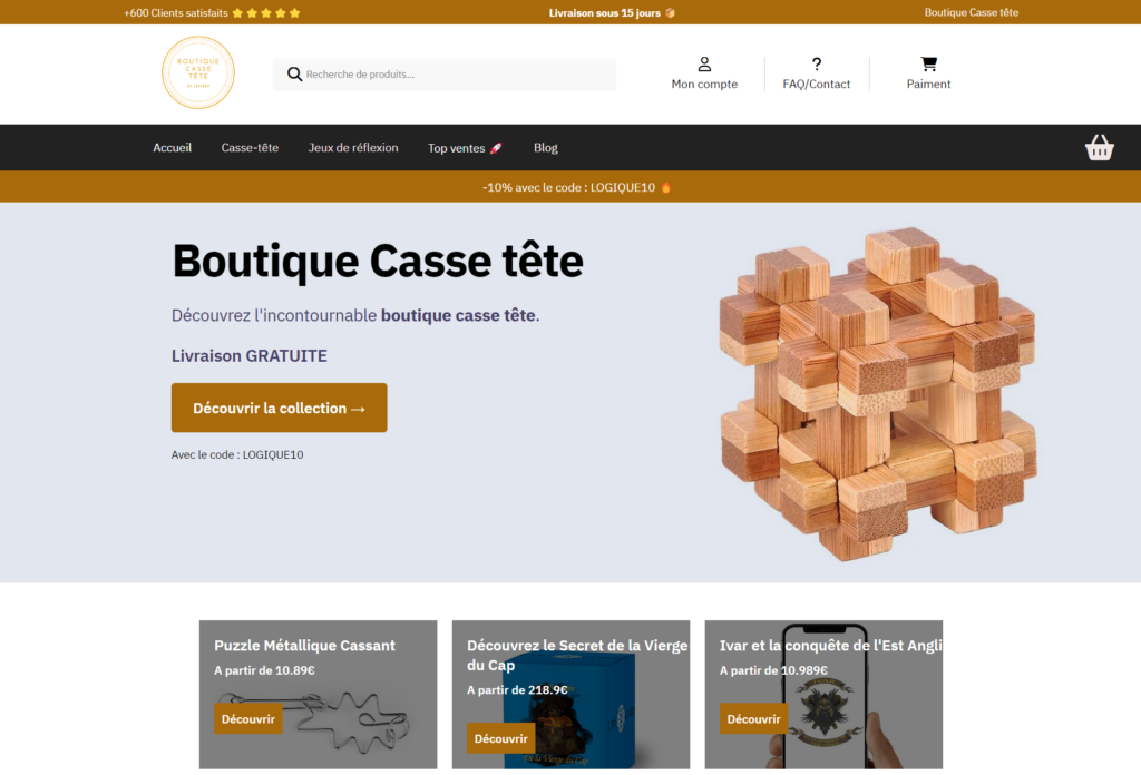 Screen de Boutique Casse tête pour Suscorp